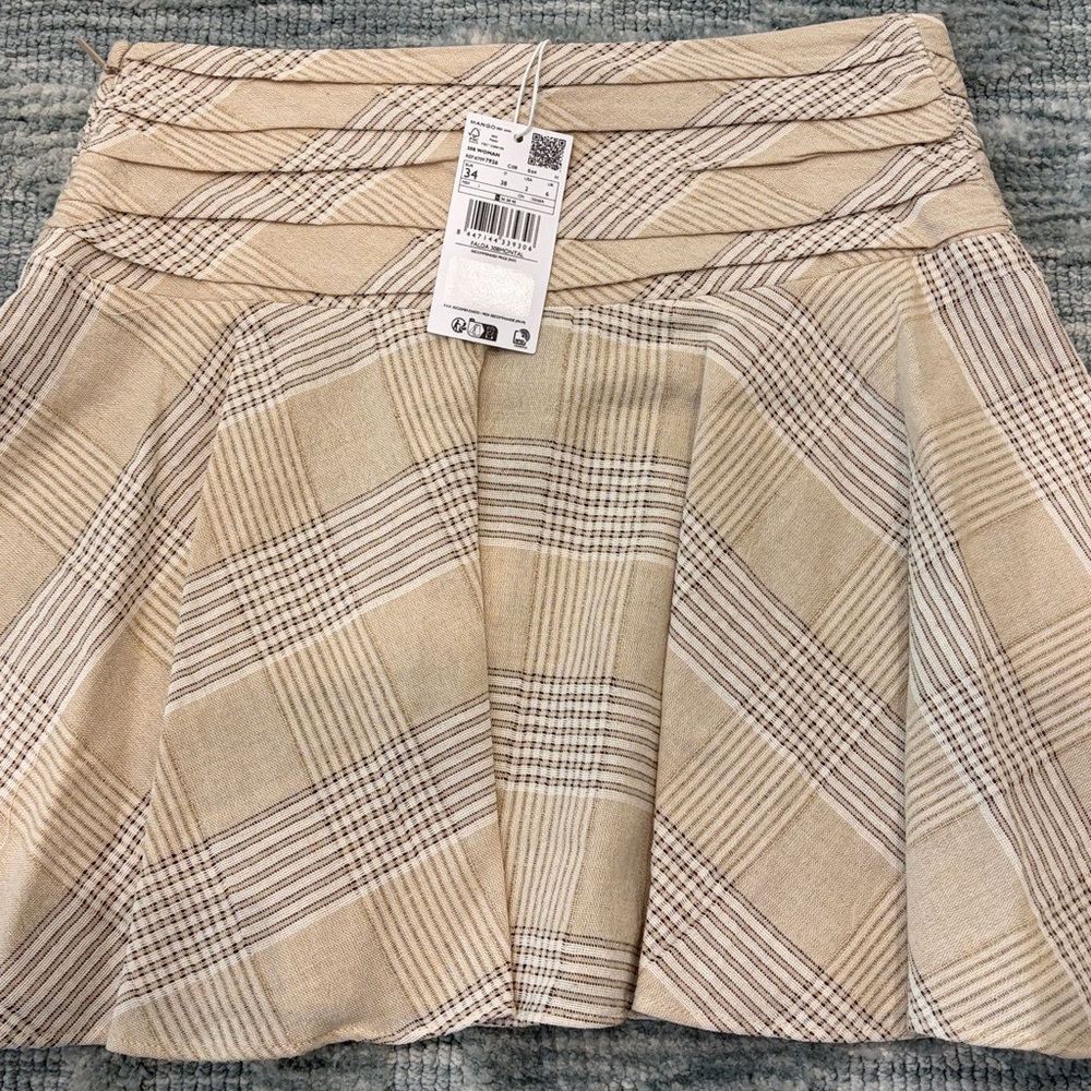 Mango Asymmetrical Plaid Skirt in Cream and Tan - Picture 6 of 6